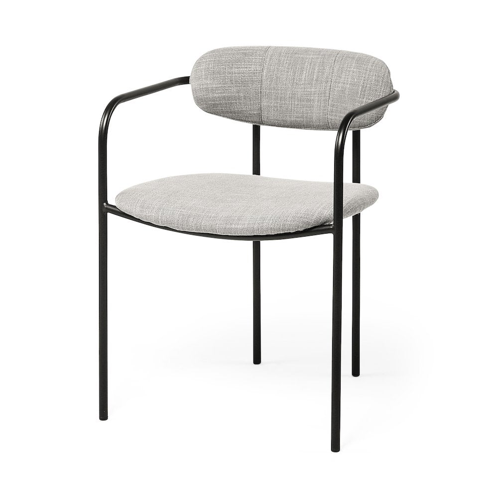 Gray Fabric Seat Black Metal Dining Chair