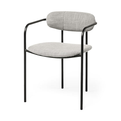 Gray Fabric Seat Black Metal Dining Chair