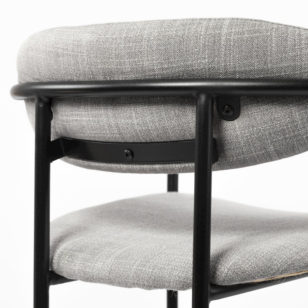 Gray Fabric Seat Black Metal Dining Chair