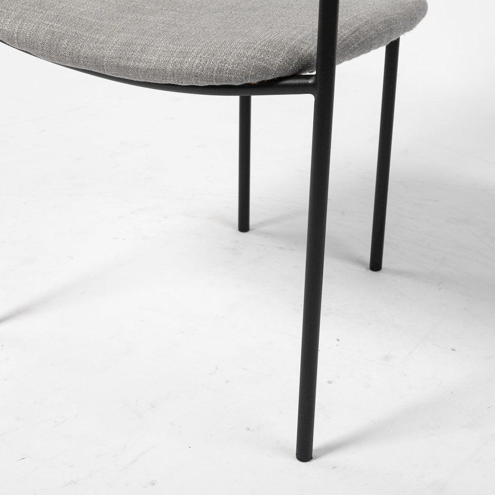 Gray Fabric Seat Black Metal Dining Chair
