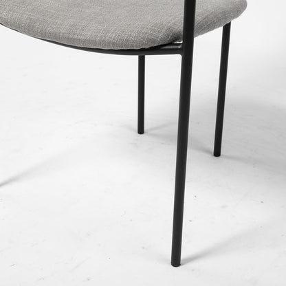 Gray Fabric Seat Black Metal Dining Chair