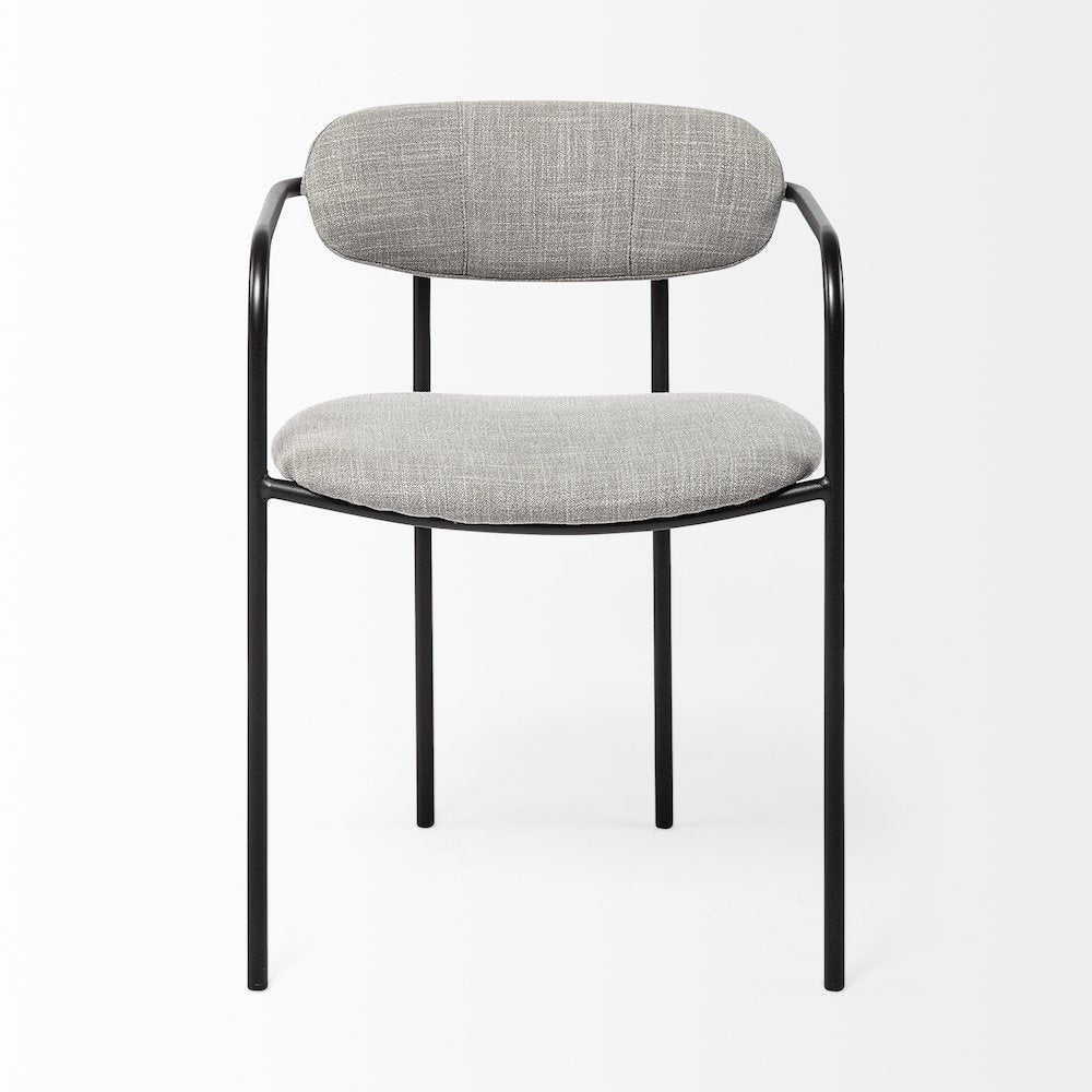 Gray Fabric Seat Black Metal Dining Chair