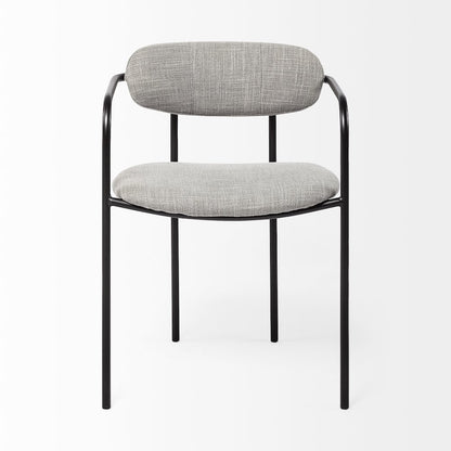 Gray Fabric Seat Black Metal Dining Chair
