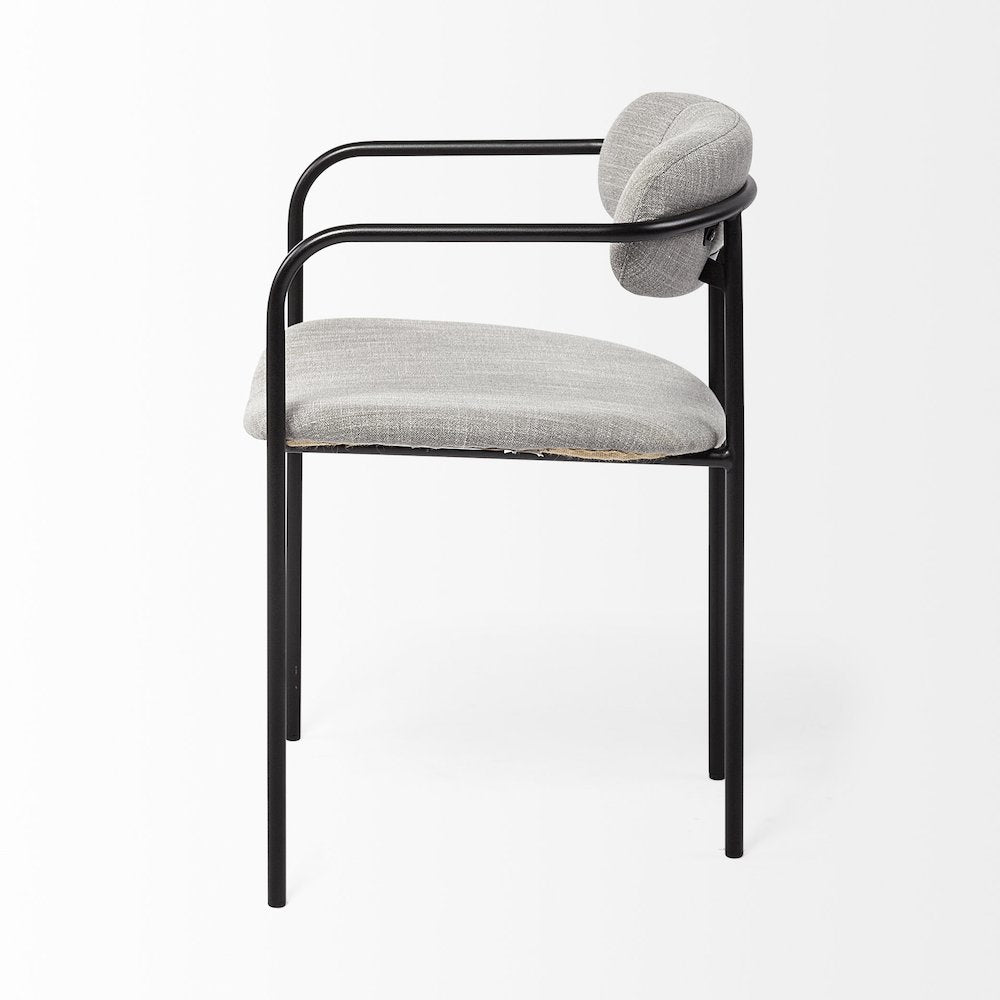 Gray Fabric Seat Black Metal Dining Chair
