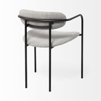 Gray Fabric Seat Black Metal Dining Chair