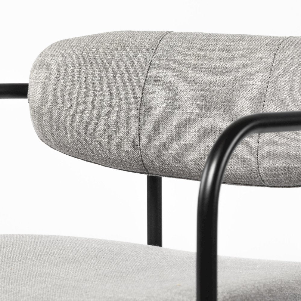 Gray Fabric Seat Black Metal Dining Chair