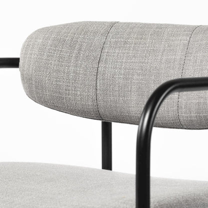 Gray Fabric Seat Black Metal Dining Chair
