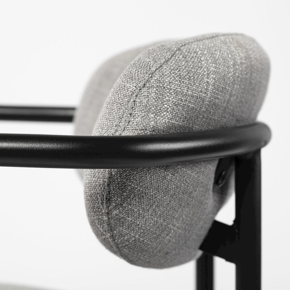 Gray Fabric Seat Black Metal Dining Chair