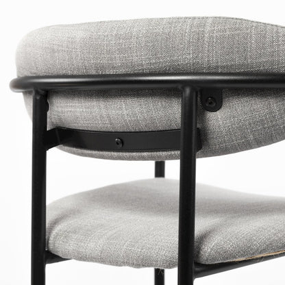 Gray Fabric Seat Black Metal Counter Stool
