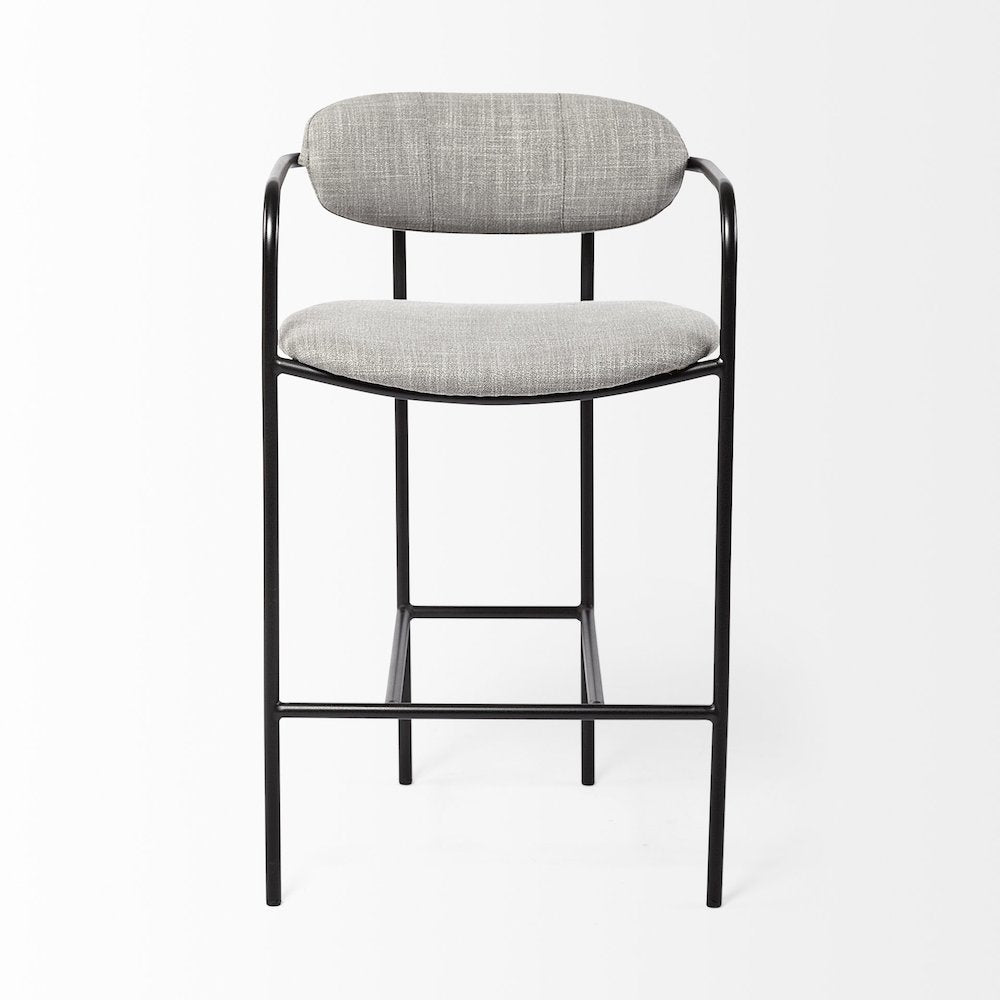 Gray Fabric Seat Black Metal Counter Stool