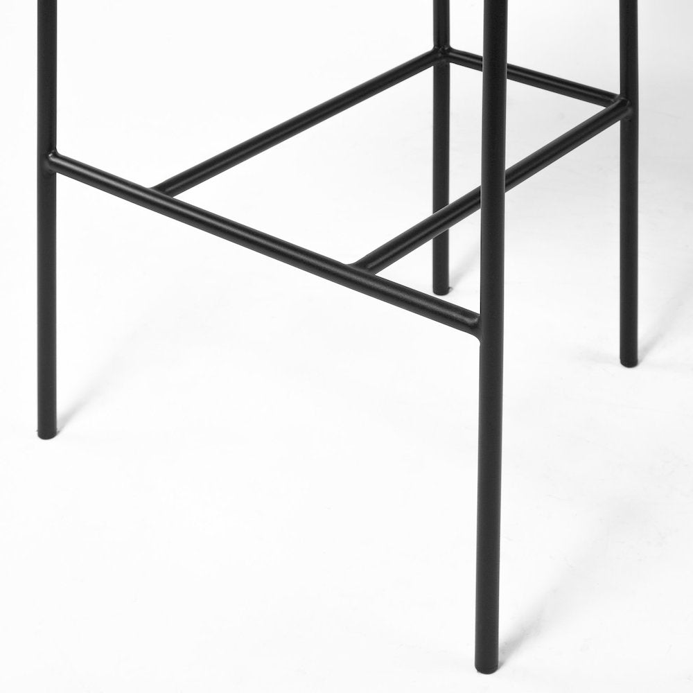Gray Fabric Seat Black Metal Bar Stool