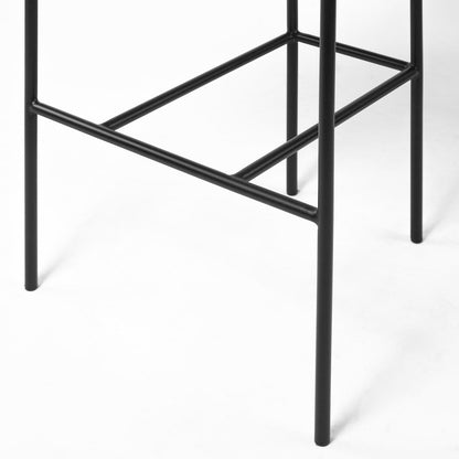 Gray Fabric Seat Black Metal Bar Stool