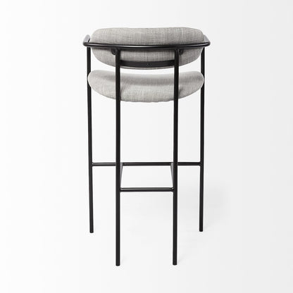 Gray Fabric Seat Black Metal Bar Stool