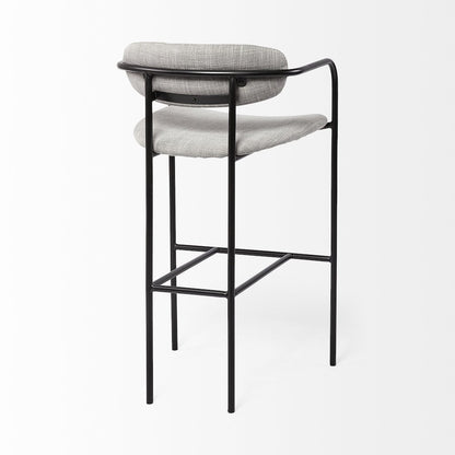 Gray Fabric Seat Black Metal Bar Stool
