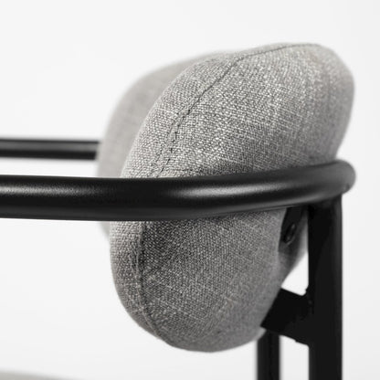 Gray Fabric Seat Black Metal Bar Stool