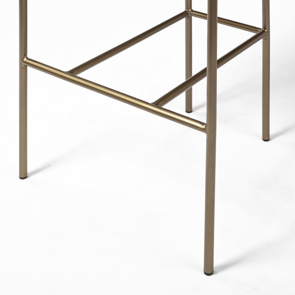 Brown Faux Leather Seat Gold Metal Bar Stool