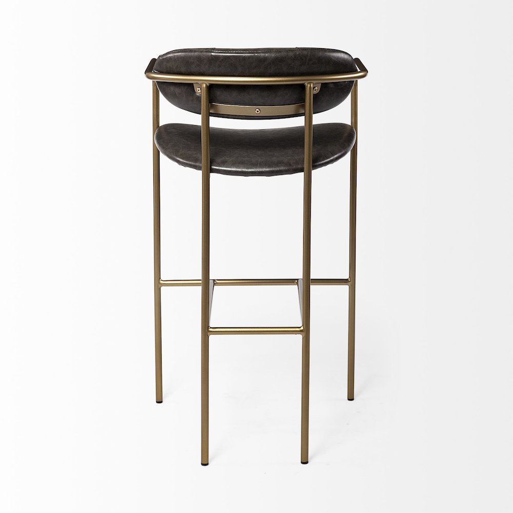 Brown Faux Leather Seat Gold Metal Bar Stool