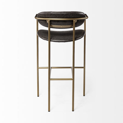 Brown Faux Leather Seat Gold Metal Bar Stool