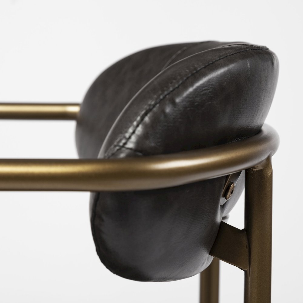 Brown Faux Leather Seat Gold Metal Bar Stool
