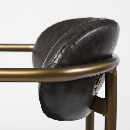 Brown Faux Leather Seat Gold Metal Bar Stool