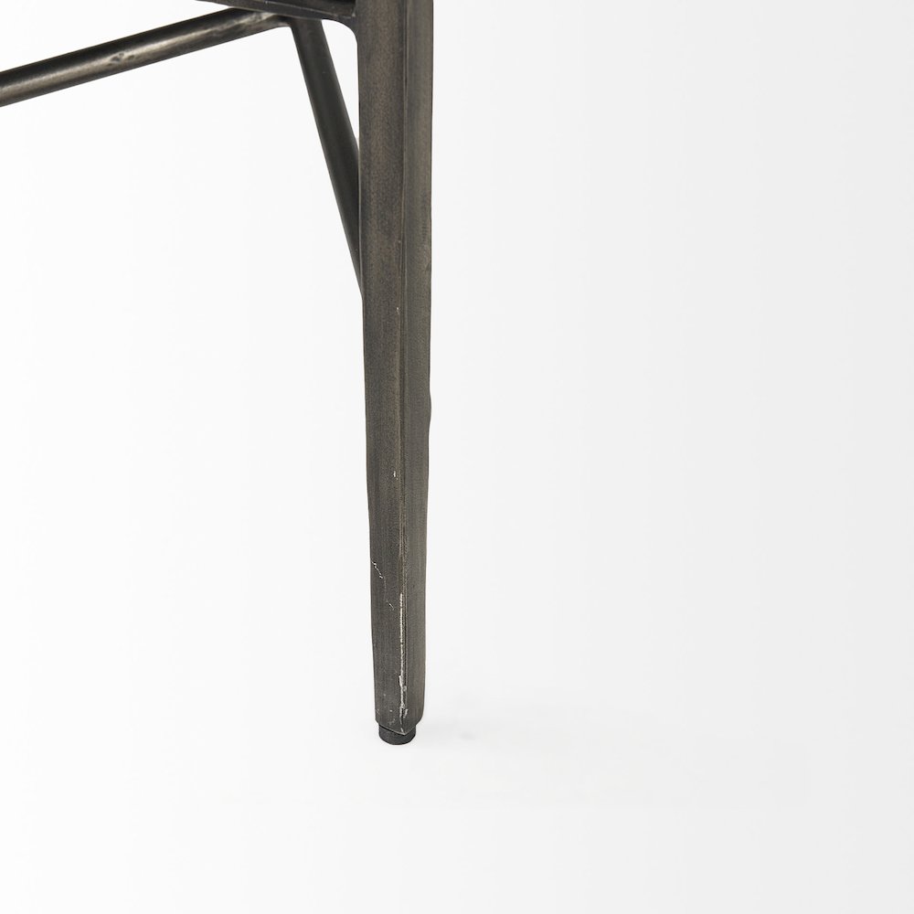 55.0L Gray Herringbone Fabric Seat Antique Nickel Metal Frame Bench