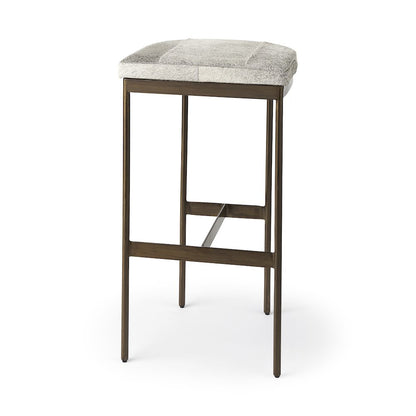 16.75 X 17.75 X 30 Hair-On-Hide Seat Gold Frame Bar Stool