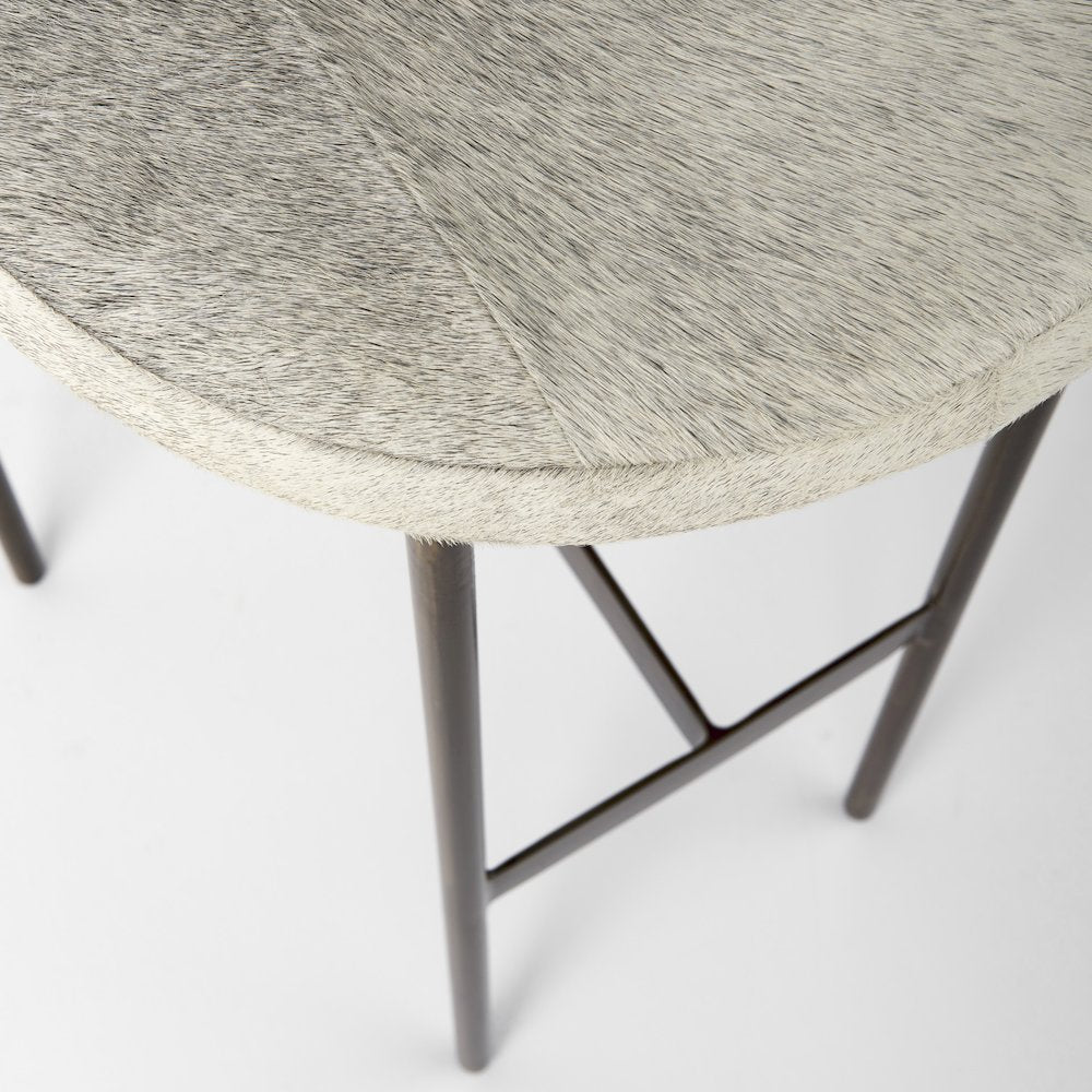 16.75 X 17.75 X 30 Hair-On-Hide Seat Gold Frame Bar Stool
