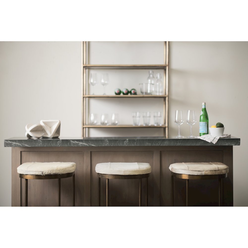 16.75 X 17.75 X 30 Hair-On-Hide Seat Gold Frame Bar Stool