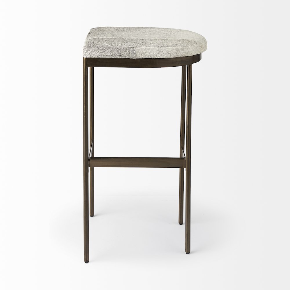 16.75 X 17.75 X 30 Hair-On-Hide Seat Gold Frame Bar Stool