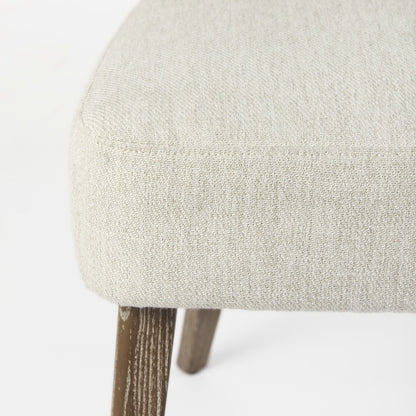 Cream Fabric Seat Medium Brown Wooden Legs Wingback Dining Chair