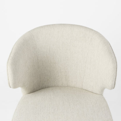 Cream Fabric Seat Medium Brown Wooden Legs Wingback Dining Chair
