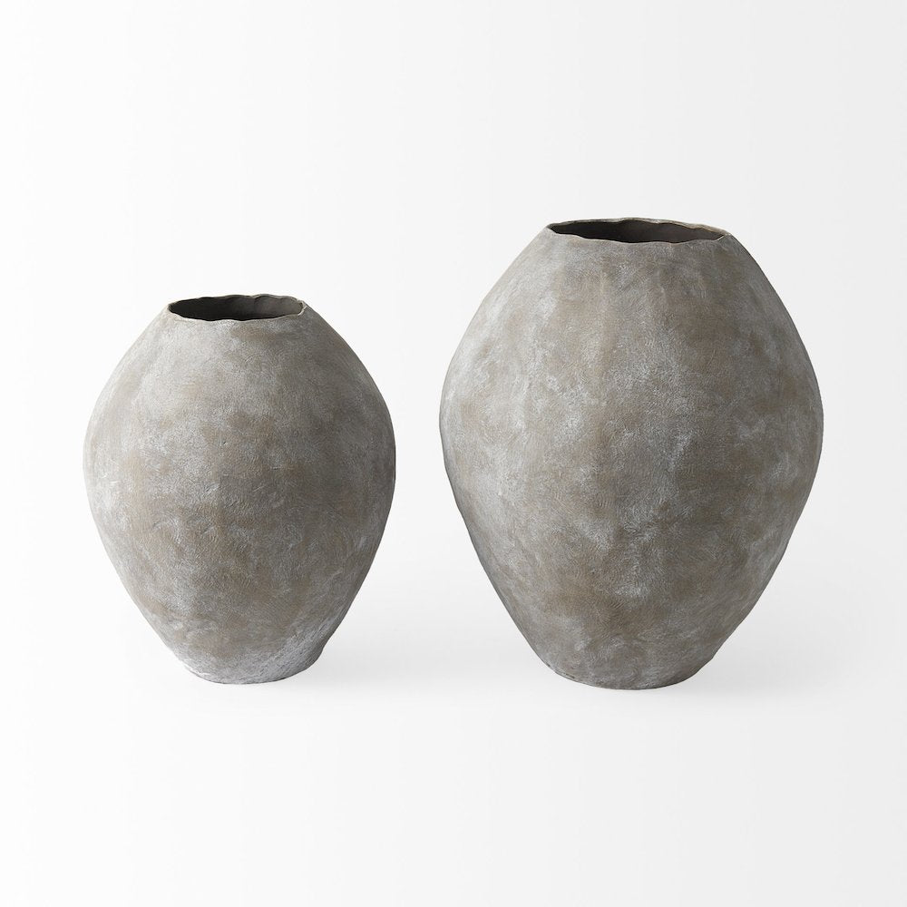 Gob20L x 23H Small Tan Ceramic Oval Vase