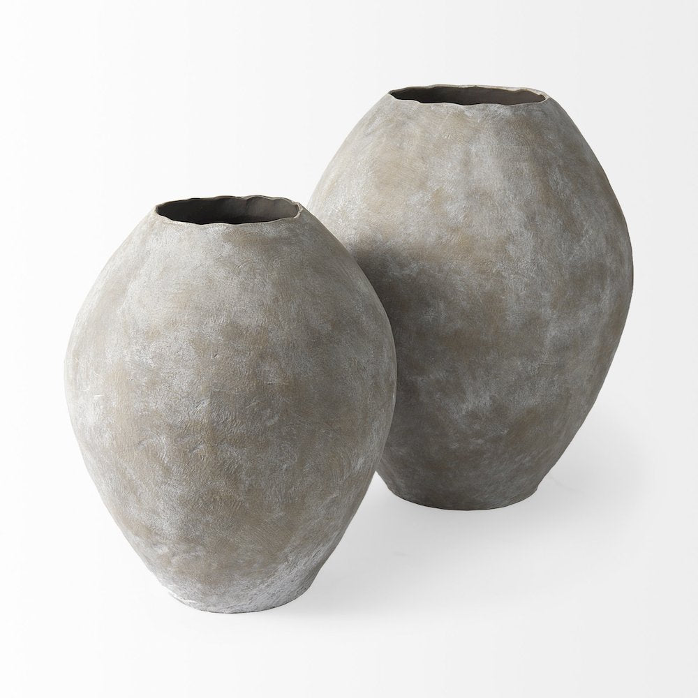 Gob20L x 23H Small Tan Ceramic Oval Vase