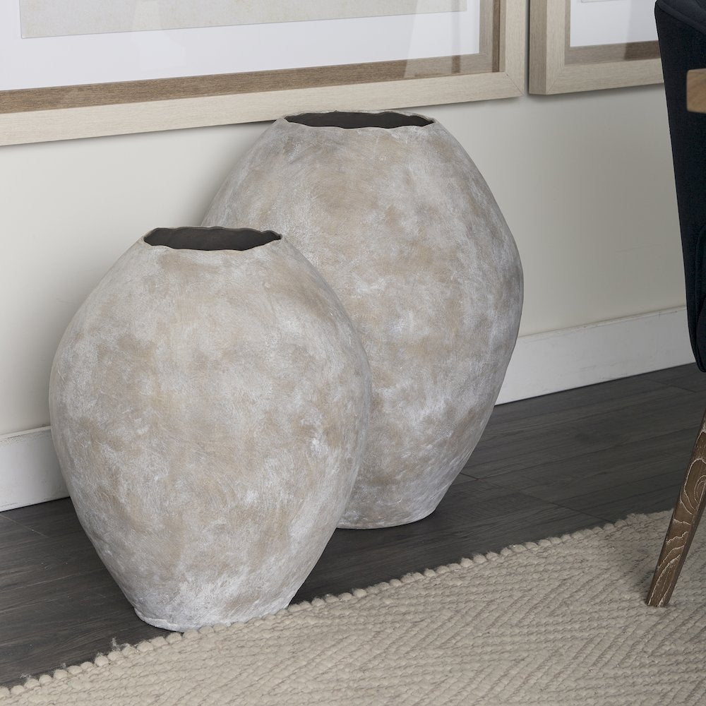 Gob23L x 28H Large Tan Ceramic Oval Vase