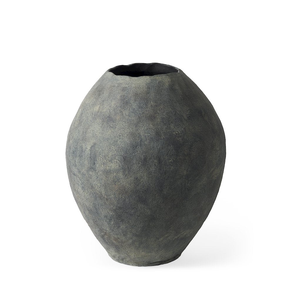 Gob20L x 23H Small Gray Ceramic Oval Vase