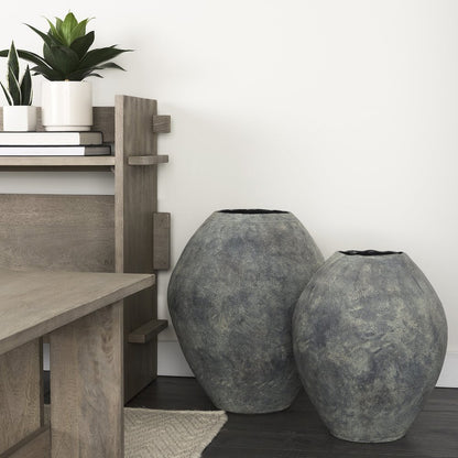 Gob20L x 23H Small Gray Ceramic Oval Vase