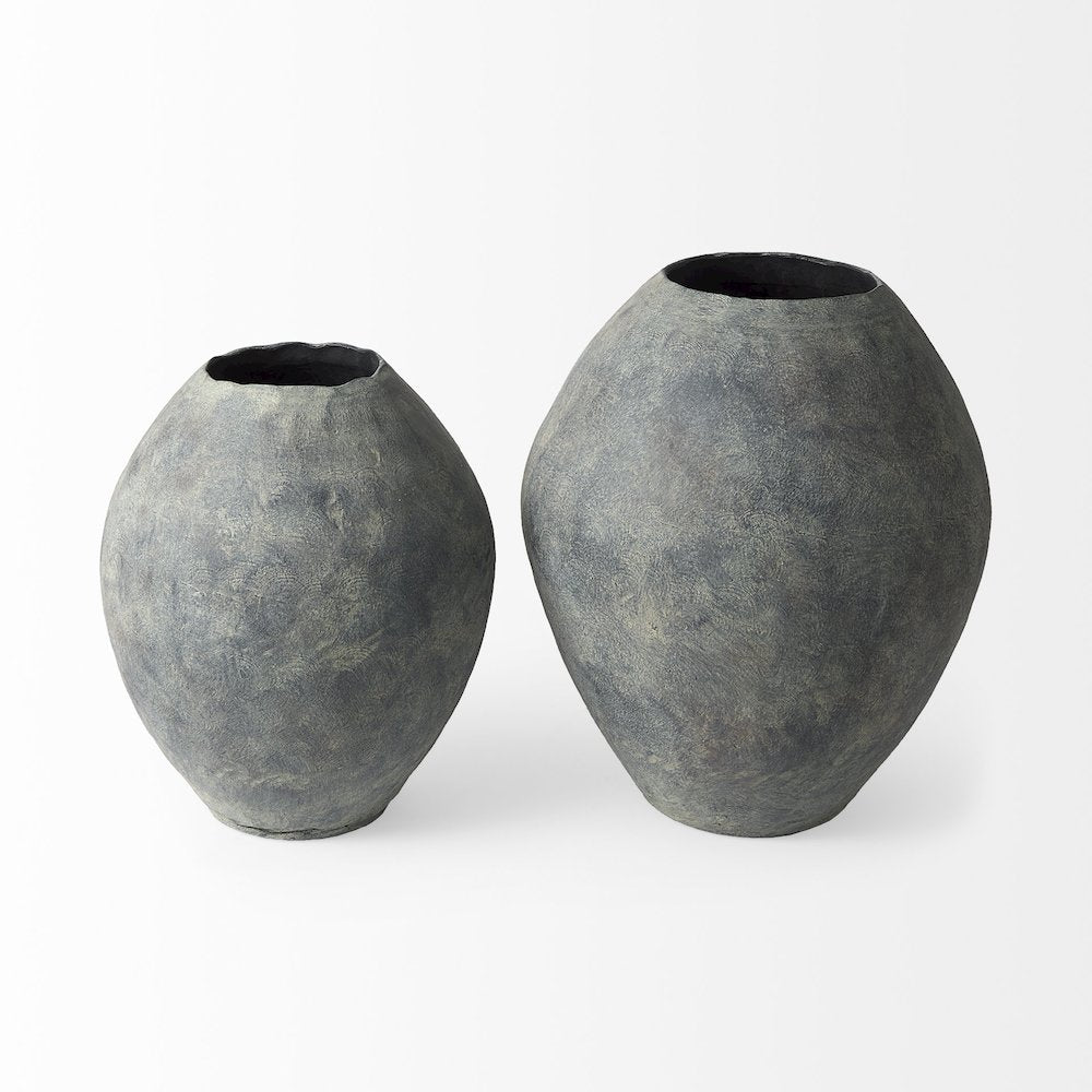 Gob20L x 23H Small Gray Ceramic Oval Vase