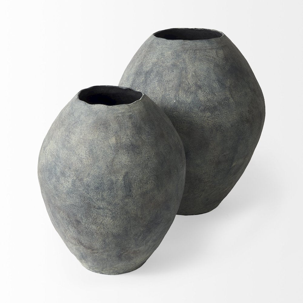 Gob20L x 23H Small Gray Ceramic Oval Vase