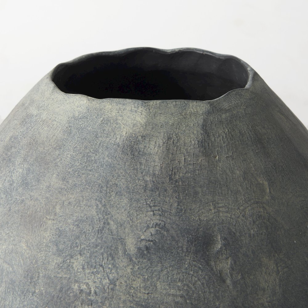 Gob20L x 23H Small Gray Ceramic Oval Vase