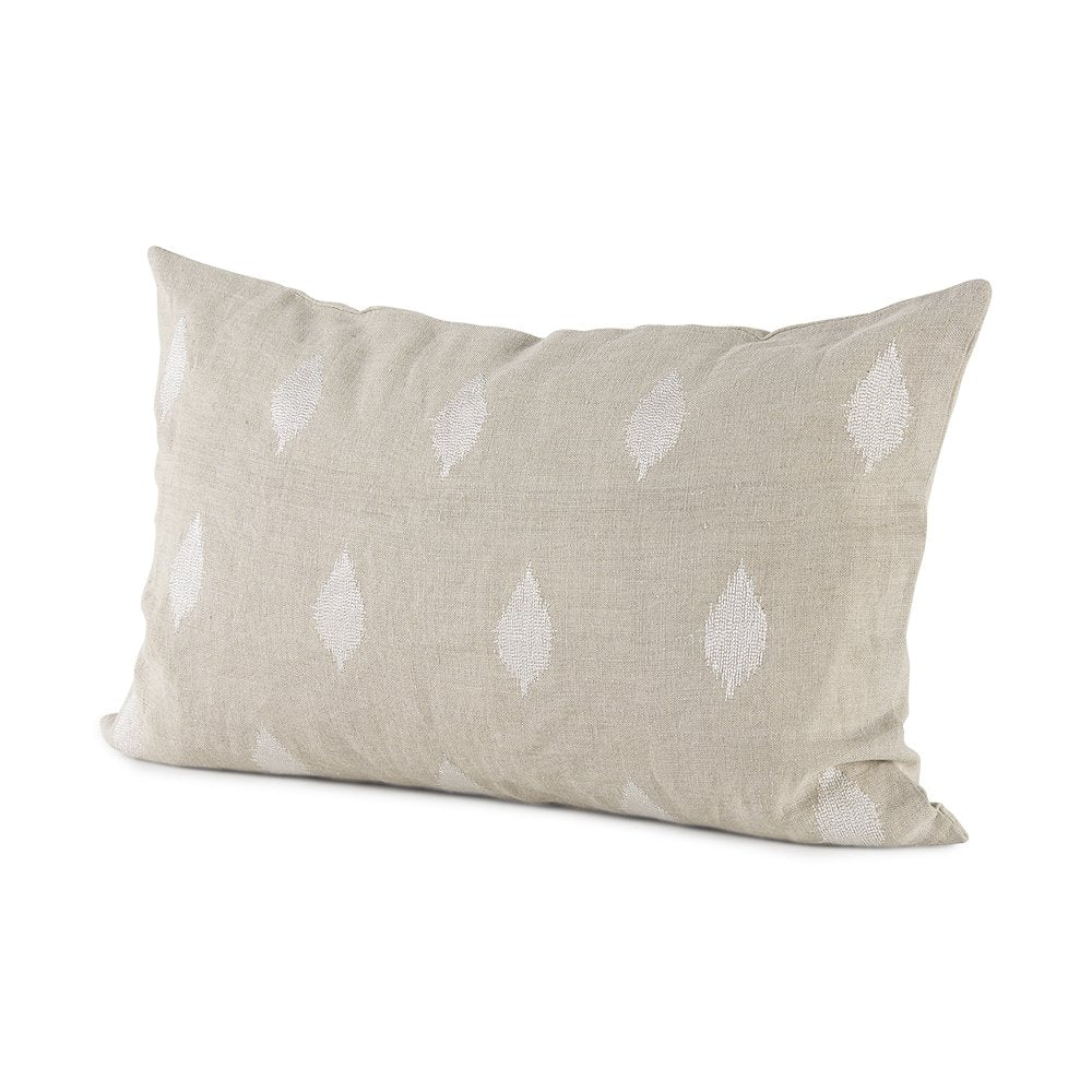 13L X 21W Beige And Cream Fabric Patterned Decorative Pillow Cover