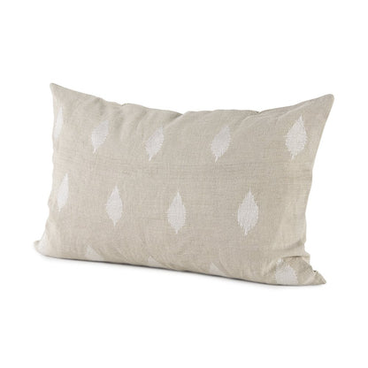 13L X 21W Beige And Cream Fabric Patterned Decorative Pillow Cover