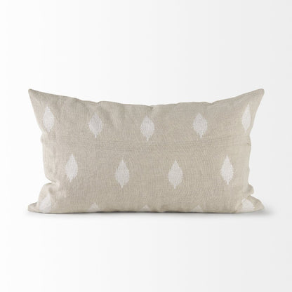 13L X 21W Beige And Cream Fabric Patterned Decorative Pillow Cover