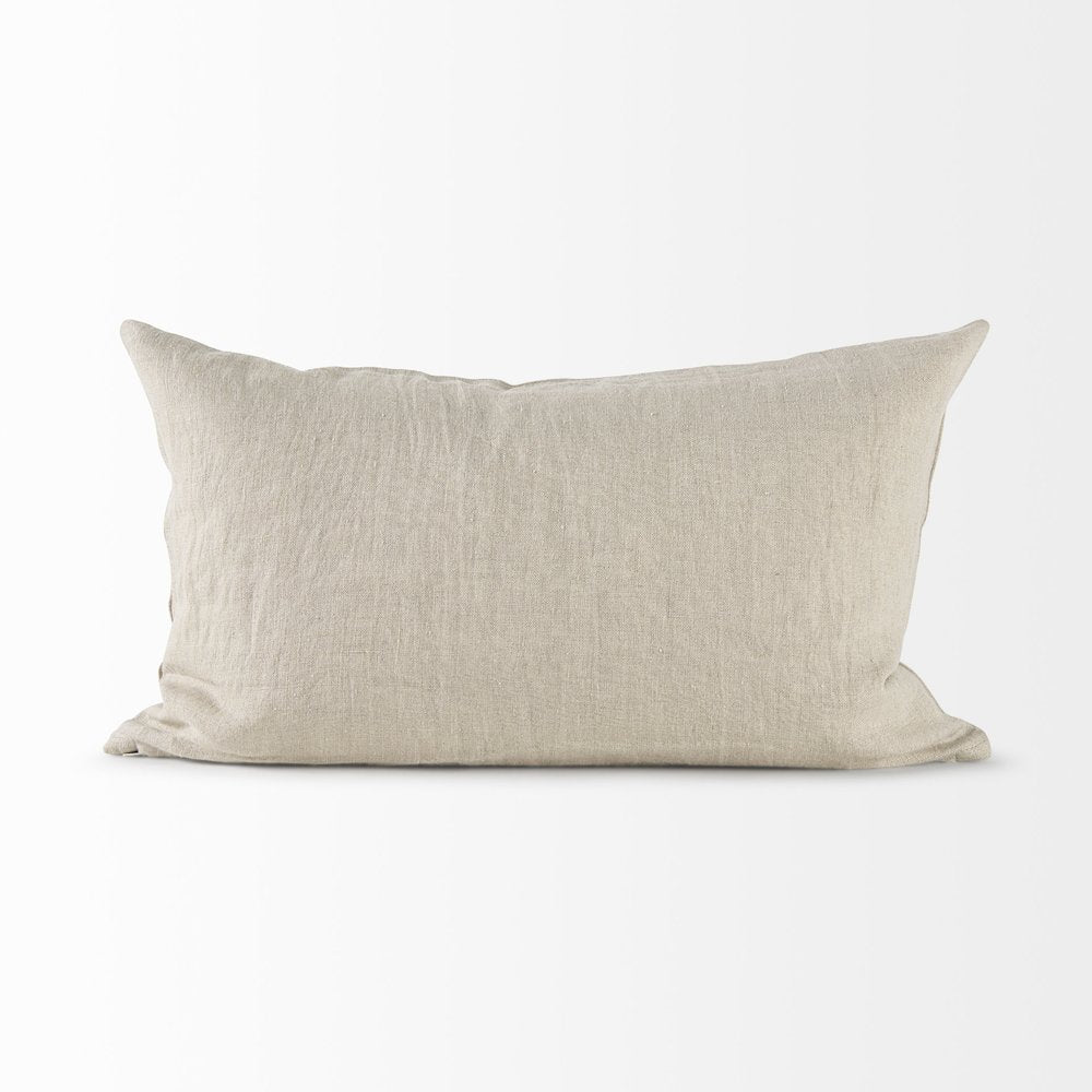 13L X 21W Beige And Cream Fabric Patterned Decorative Pillow Cover