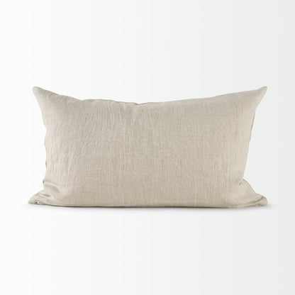 13L X 21W Beige And Cream Fabric Patterned Decorative Pillow Cover
