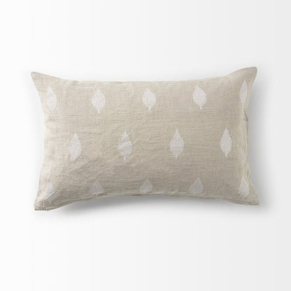 13L X 21W Beige And Cream Fabric Patterned Decorative Pillow Cover