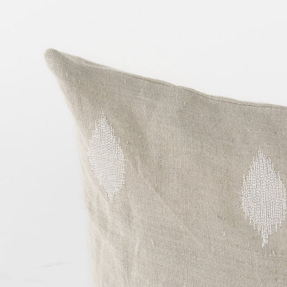 13L X 21W Beige And Cream Fabric Patterned Decorative Pillow Cover