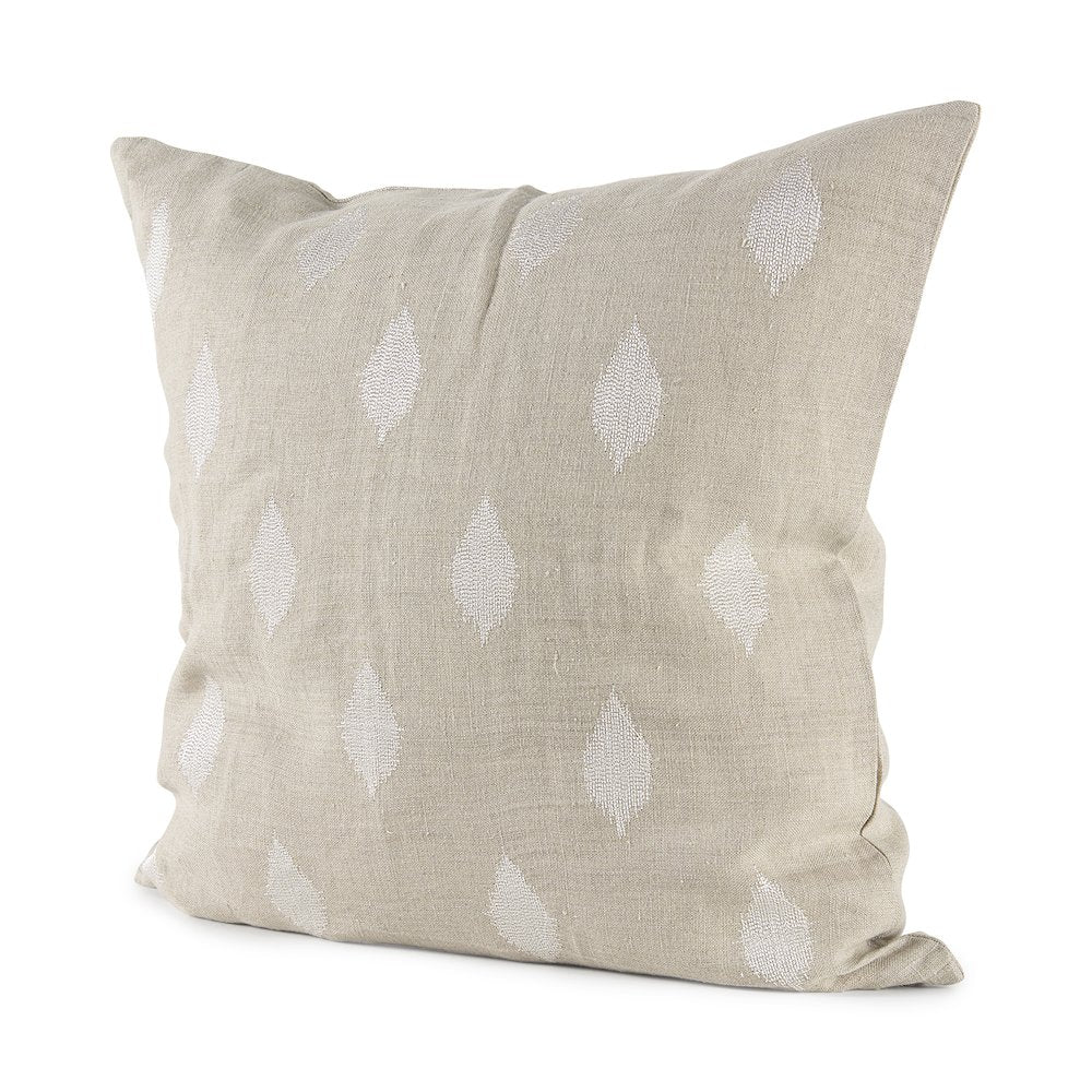 18L X 18W Beige And Cream Fabric Patterned Decorative Pillow Cover