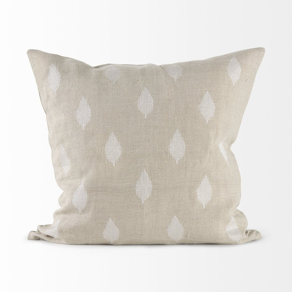 18L X 18W Beige And Cream Fabric Patterned Decorative Pillow Cover