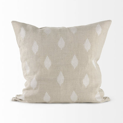 18L X 18W Beige And Cream Fabric Patterned Decorative Pillow Cover
