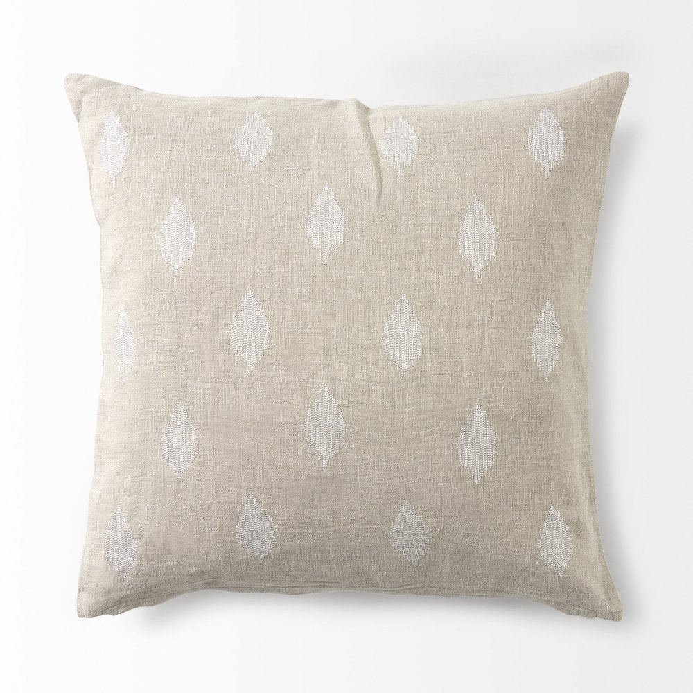 18L X 18W Beige And Cream Fabric Patterned Decorative Pillow Cover